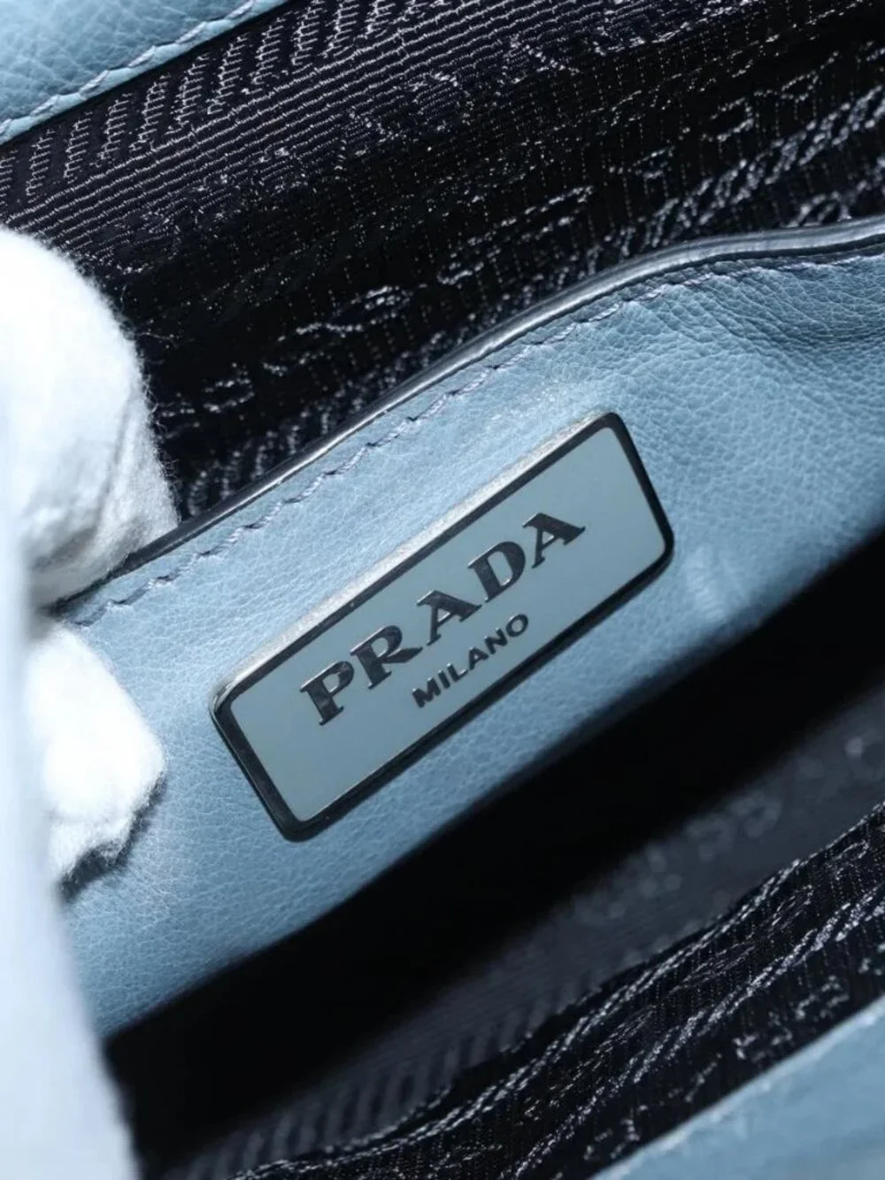 PRADA Hand Bag Safiano leather 2way Gray Silver
